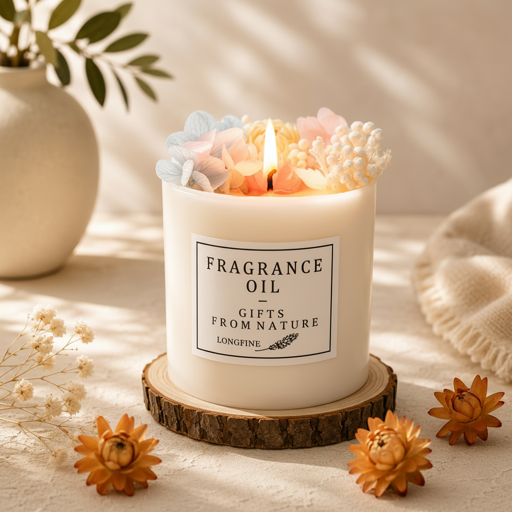 Vela aromática NOVANIXA encendida con rosas